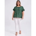 thumbnail image 2 of DARING DIVA Women's Plus Floral Print Ruffles Blouse 3X Dark Green, 2 of 5