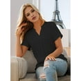 thumbnail image 4 of Weardear Womens Work Clothes Short Sleeve Chiffon Blouse V Neck Curved Hem Sheer Business Formal Shirts Chiffon Tops, 4 of 5