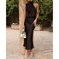 thumbnail image 3 of BTFBM Cocktail Dresses for Women Summer Satin Silk Sleeveless Mock Neck Maxi Wedding Guest Dress Spring Outfits, 3 of 9