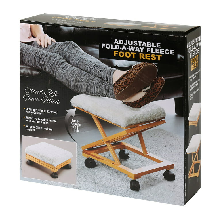Deluxe Foldable Rocking Footrest, Adjustable Fold-Away Foot Stool with  Sherpa Cushion 
