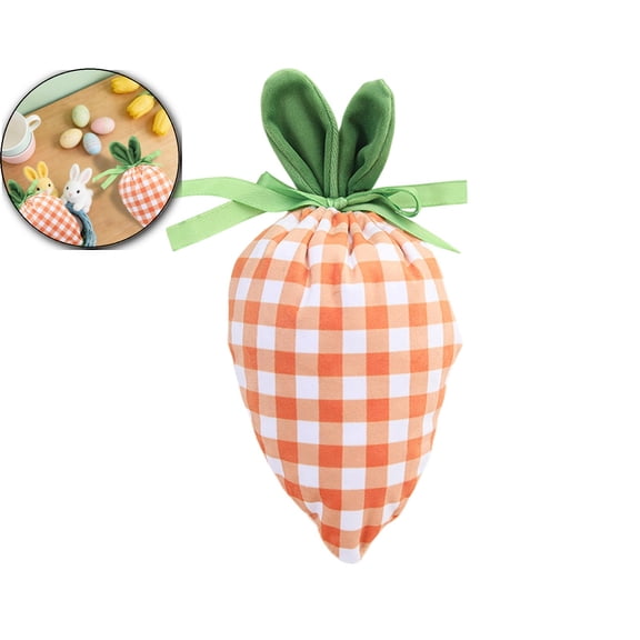 Easter Carrot Shaped Treat Bag Easter Basket Stuffers Fabric Drawstring Candy Gift Goodie Bag for Egg Hunt Outdoor Party Supplies