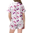 thumbnail image 4 of MEZZALL Pyjama Imprimé Nœud Papillon pour Filles Manches Courtes Boutons Shorts Ensemble de Pyjamas Maison 12-13 Ans Confort Enfants Pyjamas, 4 of 5