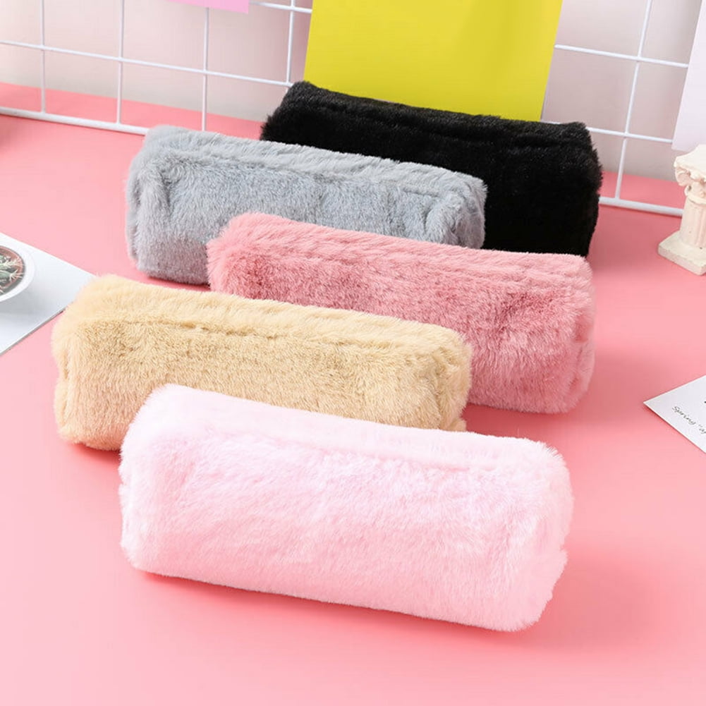 Lubelski Lovely Girl Plush Fuzzy Fluffy Pencil Case Makeup Pouch Coin