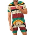 thumbnail image 1 of Conjunto de ropa de playa hawaiana para hombre Conjunto de 2 piezas de camisa bohemia de verano y pantalones cortos Pompotops  oipoqjl51313, 1 of 9
