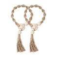 thumbnail image 2 of Bohemian Wooden Bead Curtain Tieback, Rope Tassel Holdback Decor, Farmhouse Style Window Accessory, Rustic Ornament for Living Room Bedroom Home Curtain Fixing, 2 of 6