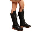 thumbnail image 5 of Willtoo Womens Knee‑High Boots Round Toe Lace‑Up Side Zipper Tall Booties Casual Wedge Heel Fashion Shoes for Winter Daily Wear, 5 of 6
