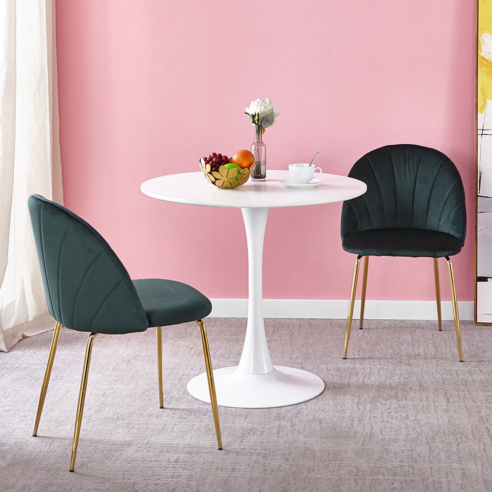 Kepooman Set of 2 Mid Century Modern Dinning Chairs with Iron Tube Golden Legs, Green Kepooman Set of 2 Mid Century Modern Dinning Chairs with Iron Tube Golden Legs, Green