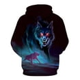 thumbnail image 2 of WHNBCW Funny Wolf Printed Hoodie Animal Graphic Sweatshirt, 2 of 7