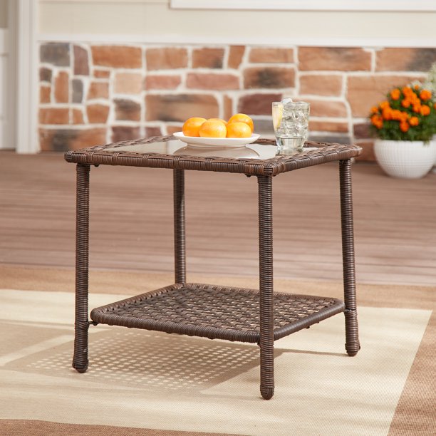 Mainstays Tuscany Ridge Glass Top Square Side Table