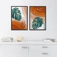 thumbnail image 2 of IDEA4WALL 2 Panels Framed Canvas Print Wall Art Set Mid-Century Red Geometric Jungle Palm Leaf Abstract Modern Art Boho Multicolor Chic Artwork Housewarming Decor - 16"x24"x2 Panels Black, 2 of 5