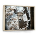 thumbnail image 2 of Designart "Monochrome Photography Winter Deer painting I" Animals Floater Framed Wall Art Print, 2 of 7