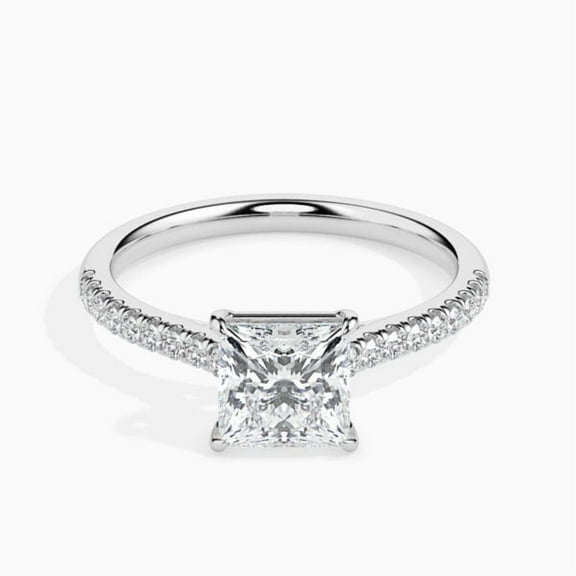 2 Carat Unique Princess Cut IGI Certified Lab Grown Diamond Bridal Ring for her Solid 14K White Gold (E/VVS2) | Side Stone Diamond Wedding Rings | Size 6.5 by Diamond-Capitals