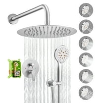 VEVOR Shower Faucet Set, Rainfall Bathroom Shower System with 10-Inch Round Rain Shower Head and Handheld Spray, Wall Mounted Bath Fixtures with Brass Valve and Trim Kit, Brushed Nickel