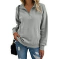 thumbnail image 2 of Yievot Quarter Zip Up Sweatshirts for Women Trendy Long Sleeve Tops with Pocket Casual Lapel Sweatshirt, 2 of 7