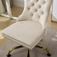 thumbnail image 6 of Furniture Office Chair,Modern Velvet Upholstered Tufted Button Home Office Chair with Golden Metal Base,Adjustable Desk Chair Swivel Office Chair (Beige), 6 of 18