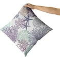 thumbnail image 5 of Ocean Coral Pillow Covers 18x18 Inch Nautical Coastal Throw Pillows Set of 2 Beach Seashell Starfish Pillow Case Soft Cotton Square Cushion Covers for Home Couch Sofa Patio Bedroom, Purple, 5 of 6