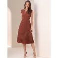 thumbnail image 4 of DARING DIVA Women's V Neck Sleeveless Button Pleated Midi Dresses S Rust Red, 4 of 6