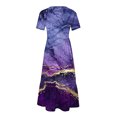 thumbnail image 5 of Penkiiy Women's Summer Marble Print Casual Short Sleeve Crewneck Basic Swing T Shirt Dress Flowy Beach Vacation Sundress 2XL Purple, 5 of 7
