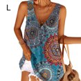 thumbnail image 3 of Qarigey Camiseta sin mangas con cuello en V estampado para mujer Prendas para la parte del cuerpo azul L Qarigey AP002036-35, 3 of 4