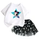 thumbnail image 3 of Conjunto de 2 piezas de camiseta y falda de algodón para niña, falda tutú de princesa de ballet esponjosa, traje de falda de encaje para fiesta de cumpleaños y boda, 3 of 5