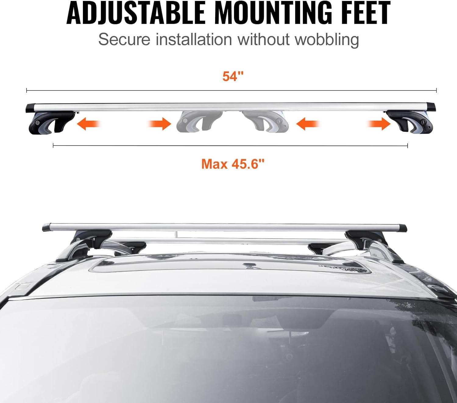 Universal Roof Rack Cross Bars, 54" Aluminum Roof Rack Crossbars, Fit Raised Side Rail with Gap, 200 lbs Load Capacity, Adjustable Crossbars with Locks, for SUVs, Sedans, and Vans