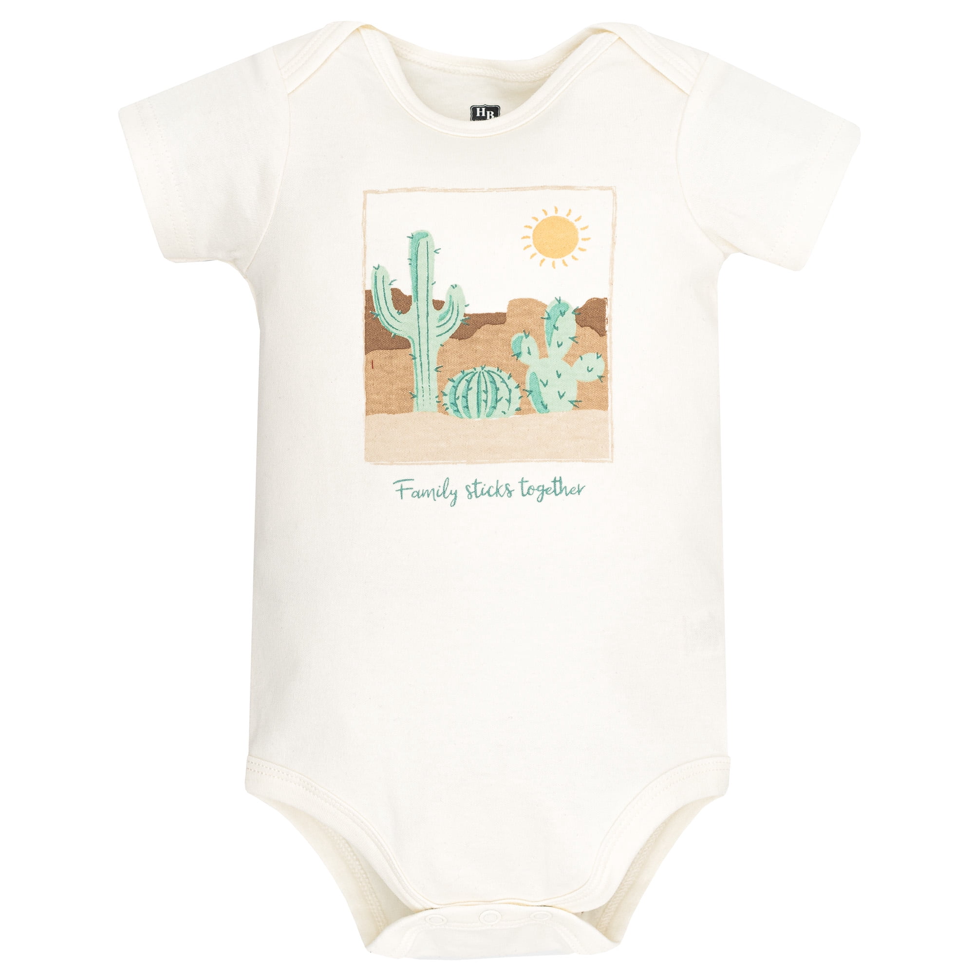 Hudson Baby Infant Boys Cotton Bodysuits 5-Pack, Desert Cactus, 9-12 Months