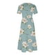 thumbnail image 4 of Puntoco Vestido Midi De Moda Para Mujer Vestido Con Cuello Redondo Y Manga Corta Con Doble Bolsillo Y Estampado Floral Color S,Regalos Para Mujer Joven, 4 of 5