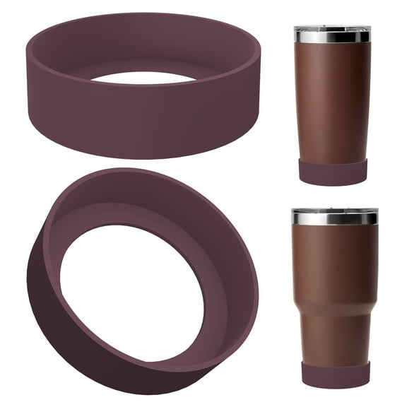 Linkidea Water Bottle Boot Compatible with YETI Rambler Tumbler 20oz/30oz, Travel Mug 20oz/30oz, Straw Cup 26oz, Silicone Bottle Bottom Bumper Protector (Coffee / 2 Pack)