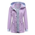 thumbnail image 5 of Christmas Clearance! Borniu Women's Rain Jacket Outdoor Lightweight Raincoat With Removable Hoodies Windbreaker Trench Coat Clearance, 5 of 8
