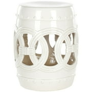 Safavieh White Ceramic Double Coin Stool in White
