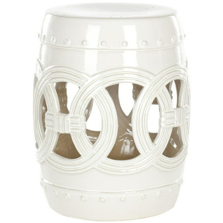 Safavieh White Ceramic Double Coin Stool in White