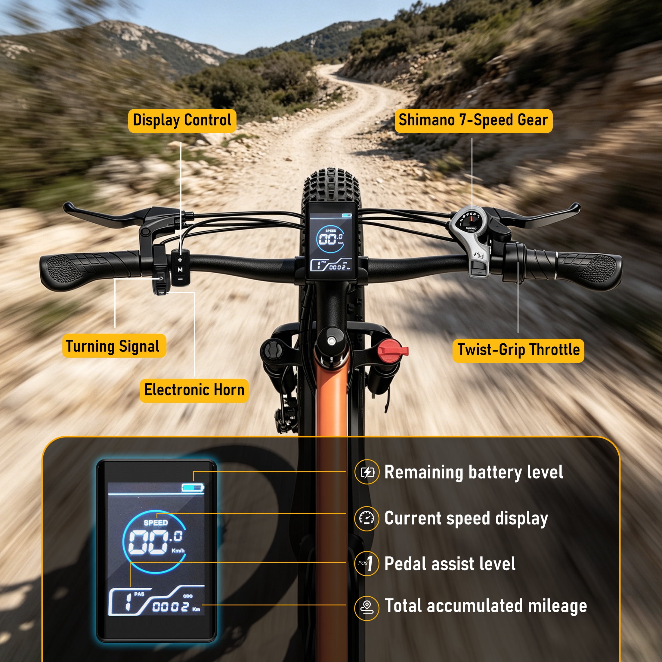 AMYET EB26 Electric Bike for Adults, Peak 1500W 48V 15Ah, 26" Fat Tire Ebike, E-Mountain Bicycle, UL2849