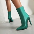 thumbnail image 5 of UngA Casual Boots for Women Women's Suede Knee High Boots Pointed Toe Comfortable Block Heel Side Zipper Riding Boots Green,5.5, 5 of 7