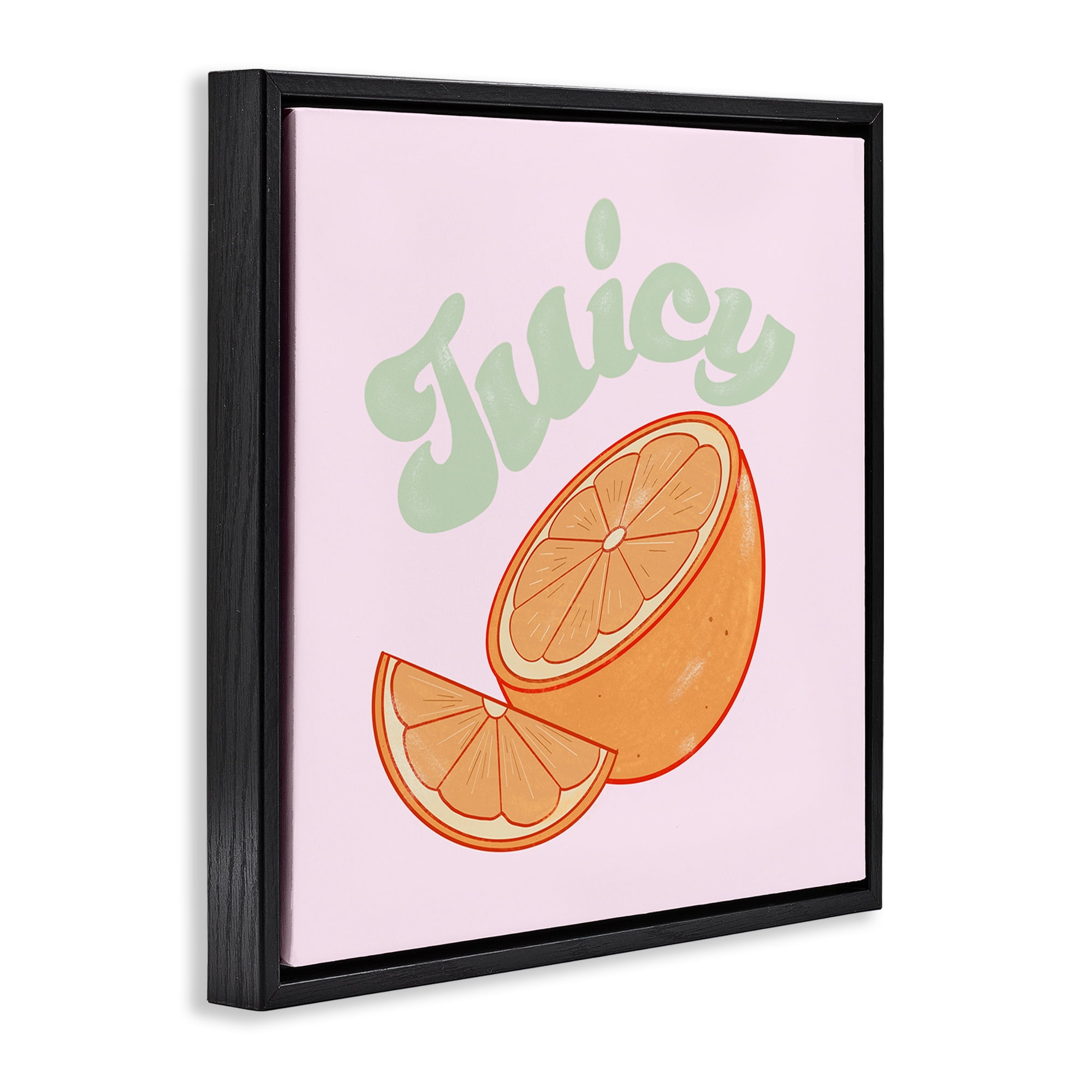 Stupell Industries Juicy Citrus Slice Food & Beverage Painting Black Floater Framed Canvas Art Print Wall Art, 18 x 18