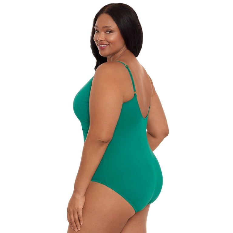 Time and Tru Women's and Women's Plus Size Wire Front One Piece Swimsuit - Walmart.com