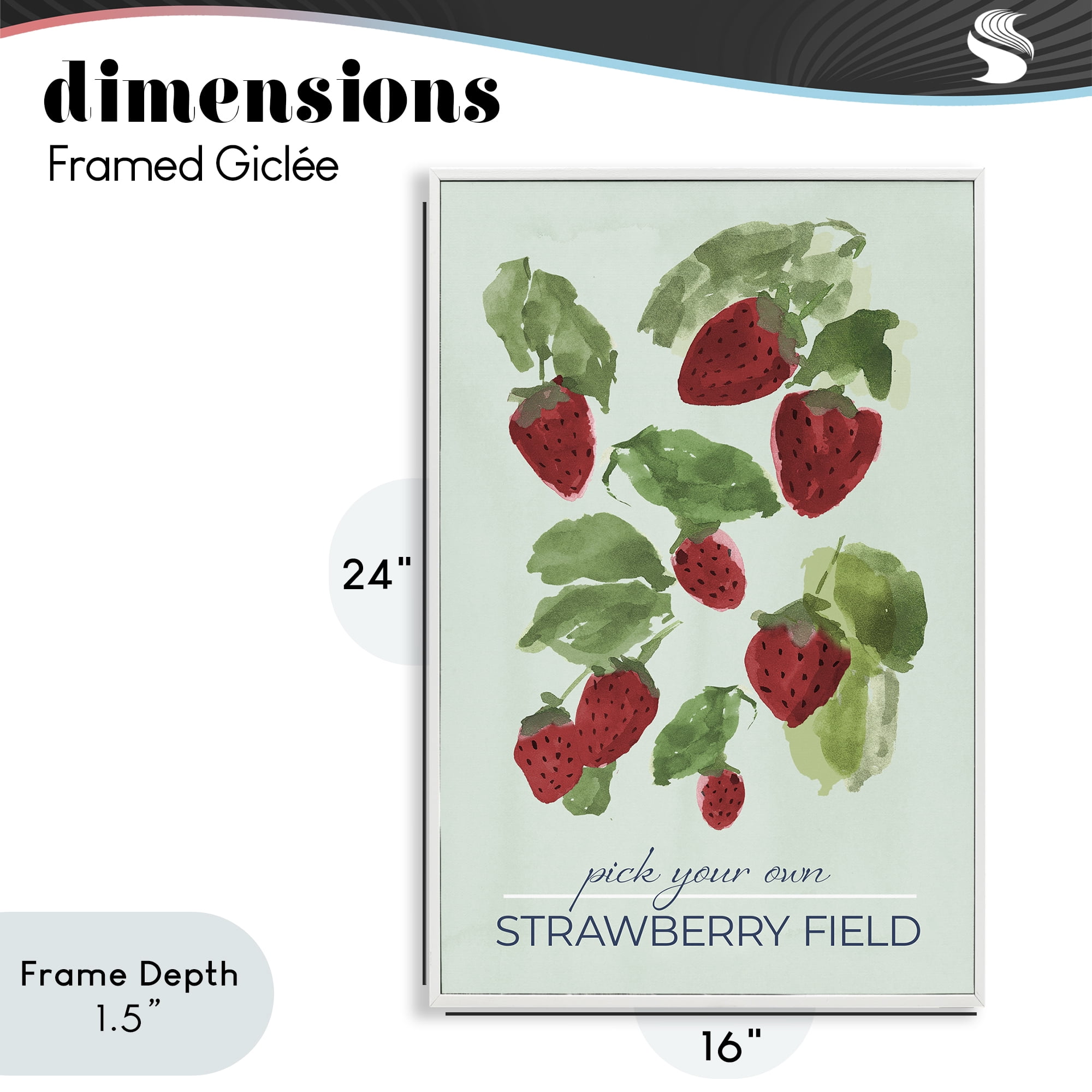 Stupell Industries Strawberry Field Pick Your Own White Framed Giclee Art, design by Lucille Price