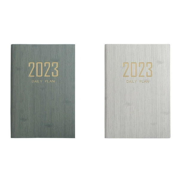 Diario A5 2 piezas Zulema Plan diario 2023 Gestión del tiempo Cuaderno académico de negocios Beige verde negruzco