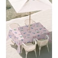 thumbnail image 3 of 60x102 Inch Outdoor Tablecloth with Umbrella Hole Zipper Rectangle Easter Bunny Rectangular Tablecloths Outside Waterproof Cute Rabbits Eggs Tulips Flowers Rustic Pink Patio Table Cover for Picnic, 3 of 8