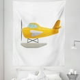 thumbnail image 1 of Airplane Tapestry, Side View Cartoonish Illustration Aeroplane Vehicle on Plain Backdrop, Fabric Wall Hanging Decor for Bedroom Living Room Dorm, 5 Sizes, Earth Yellow Blue Grey, by Ambesonne, 1 of 1