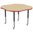thumbnail image 4 of ECR4Kids 48in Clover Everyday T-Mold Adjustable Activity Table Maple/Red/Black - Super Leg, 4 of 8