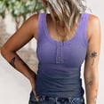 thumbnail image 3 of Haut Sans Manches Côtelé pour Femmes, Camisole Basique à Boutons Col Rond Décontracté Extensible pour Quotidien Dégradé Bleu, Dégradé Rose, Dégradé Rouge, Dégradé Violet, Rose Bleu, Noir Blanc, 3 of 6