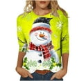 thumbnail image 2 of FcBaudy Hauts pour Femmes, Blouses & Chemises à Manches Longues Col Rond, Chemises pour Femmes Mode Décontractée Imprimé de Noël Col Rond T-shirt Manches 3/4 Blouse Femme Polyester Blouse, 2 of 5