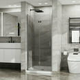thumbnail image 2 of Topcobe 34 In. X 72 In. Bifold Frameless Glass Shower Door, Clear Glass Pivot Swing Shower Panel in Chrome Finish, Foldable, Glass Shower Door, Walk In Shower Kit, Bathroom Glass Door, 2 of 6