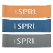 SPRI Flat Resistance Band Loop Kit, 3 Pack (Light, Medium, Heavy)