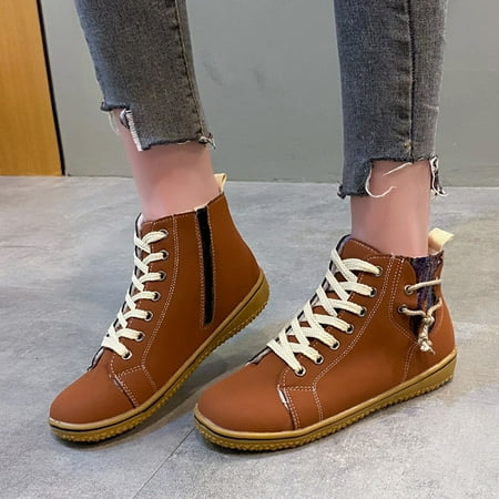 Tejiojio Fall Clearance Snow Boots Women s Flat-heeled Boots Winter Plus Cotton Short Boots Ladies Cotton Shoes Plus Size