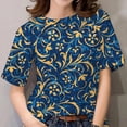 thumbnail image 1 of Camisetas de manga corta para mujer, Tops 3D, camisas barrocas de lujo, ropa de diseñador, camiseta informal de gran tamaño con cuello redondo, 1 of 4