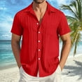thumbnail image 2 of Moraltrnte Men's Stretch Short Sleeve Shirt, Visenoya Summer Casual Solid & Striped Hawaiian Beach Holiday Shirts with Pockets,Size M, 2 of 5