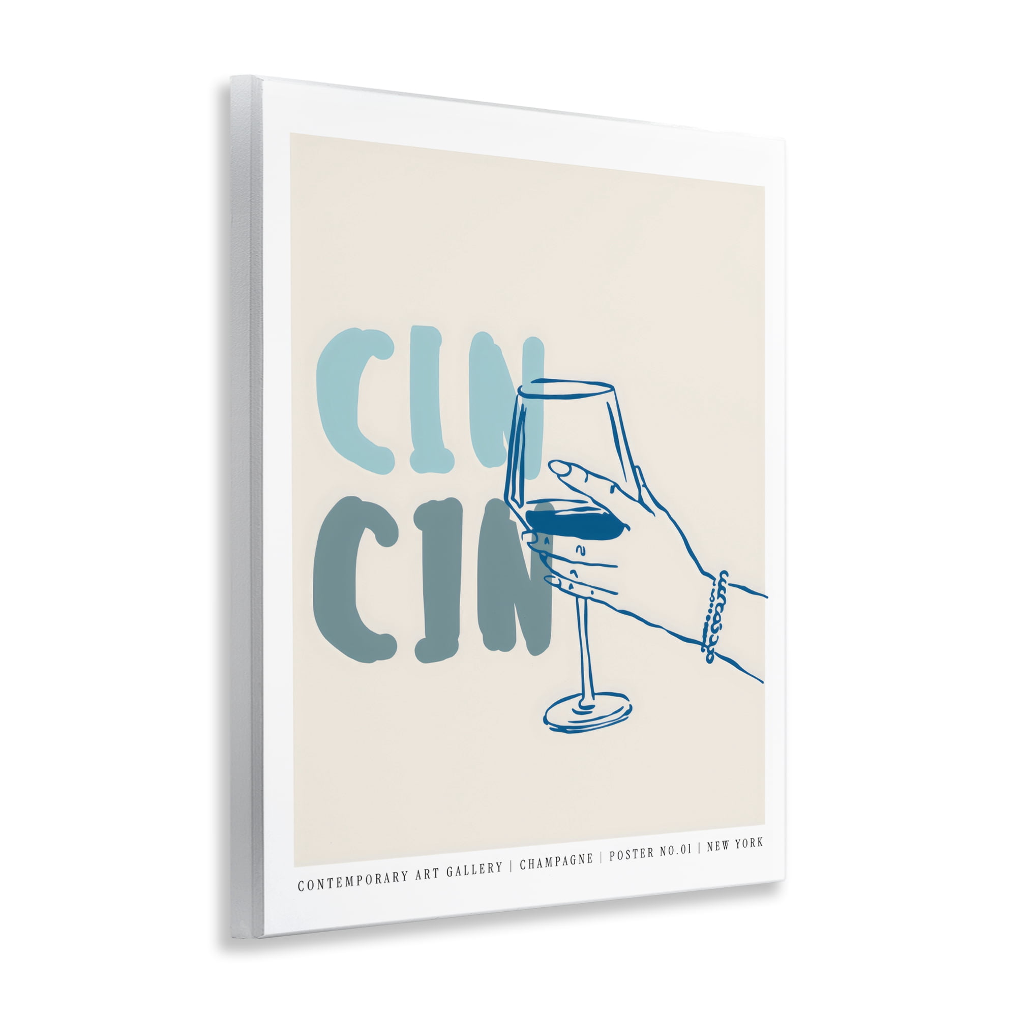 Stupell Industries Cin Cin Blue Champagne Toast Wall Plaque Art, design by The Prints Vibe