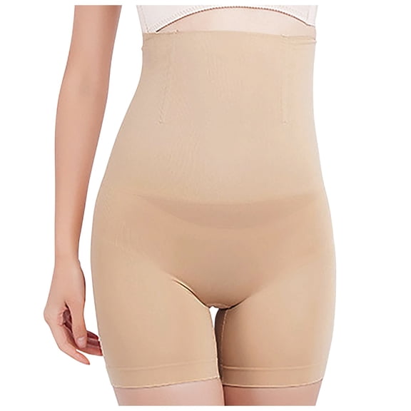 Peichun High Waist Tummy Control Safety Shorts for Women Pure Color Postpartum Lifting Panties Lightweight Seamless Breathable Comfort Corset Shaperwear Pants Beige XS/S