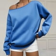 thumbnail image 6 of Off The Shoulder Sweatshirts Women Loose Plain Pullover Long Sleeve S-3XL Casual Spring Fall Tops, Sky Blue L, 6 of 6